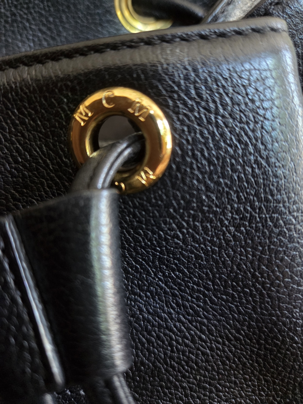 MCM Black Leather Mini Backpack with Gold Hardware - Picture 9 of 9